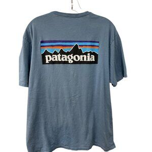 Patagonia Men's Responsibili-tee P-6 Fitz Roy Logo T Shirt Crater Blue Large